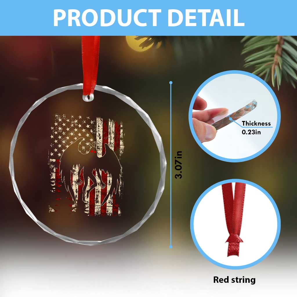 Mothman American Flag Patriotic Cryptid Creature Crystal Glass Ornament