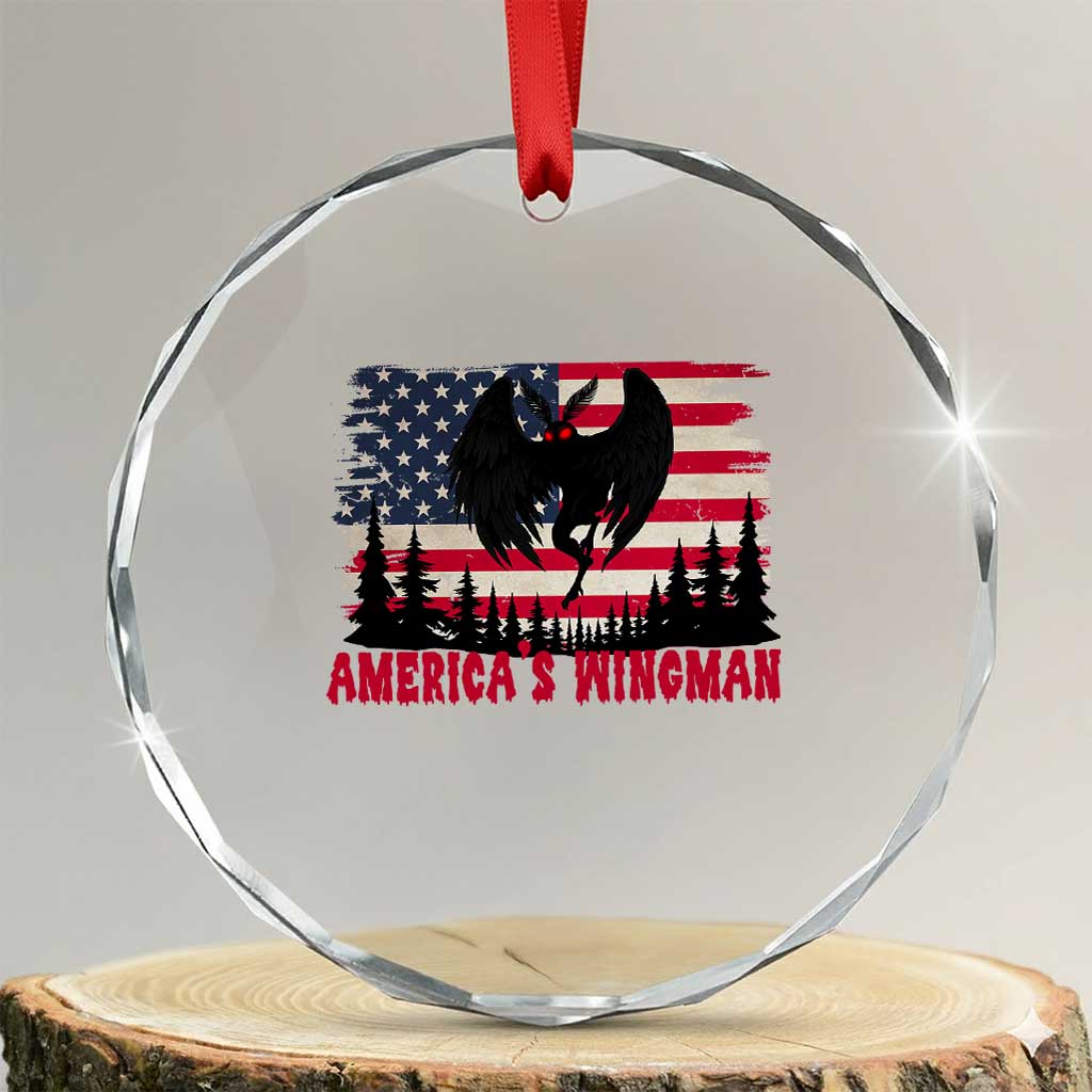 Mothman Americas Wingman Crystal Glass Ornament Funny Patriotic Cryptid