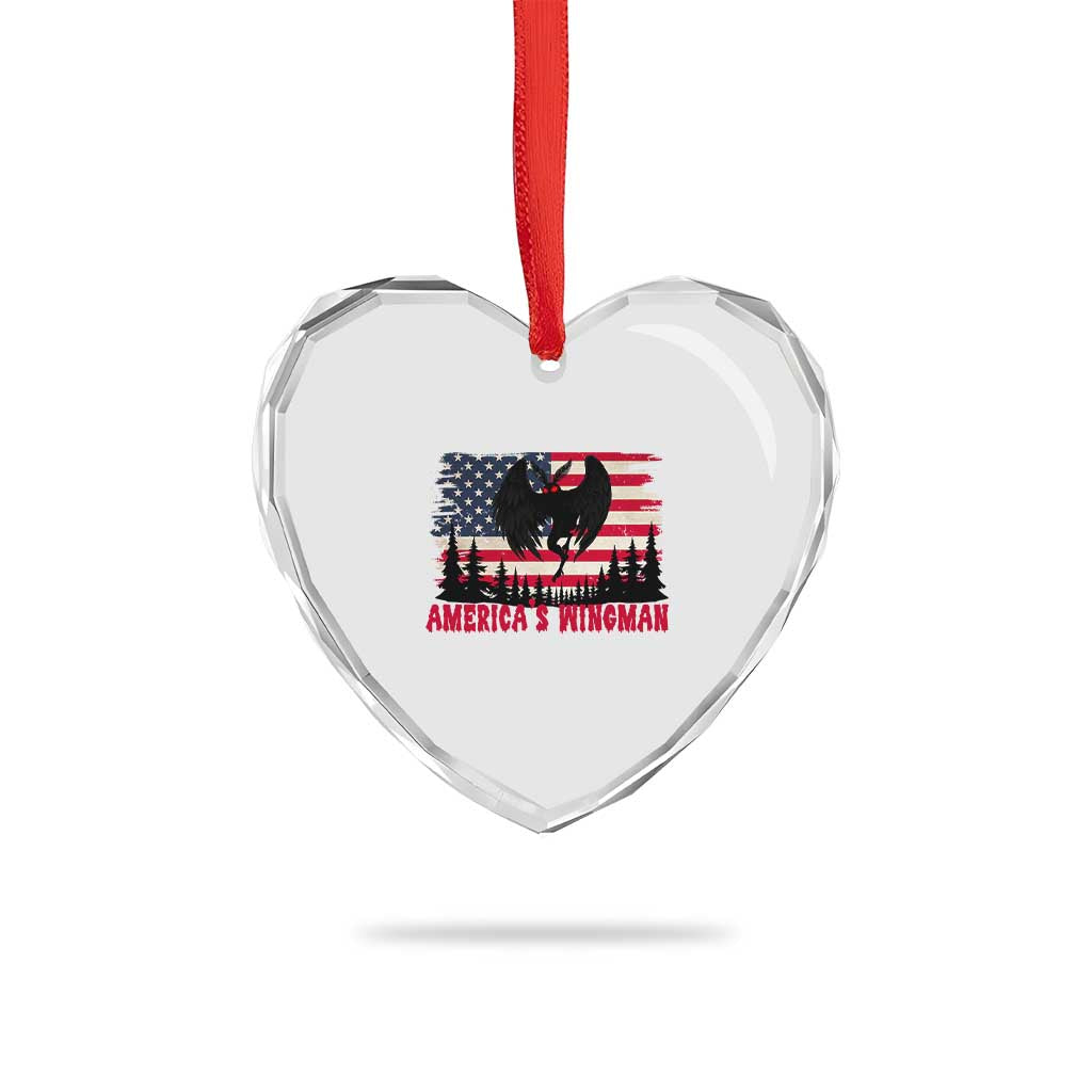 Mothman Americas Wingman Heart Crystal Glass Ornament Funny Patriotic Cryptid