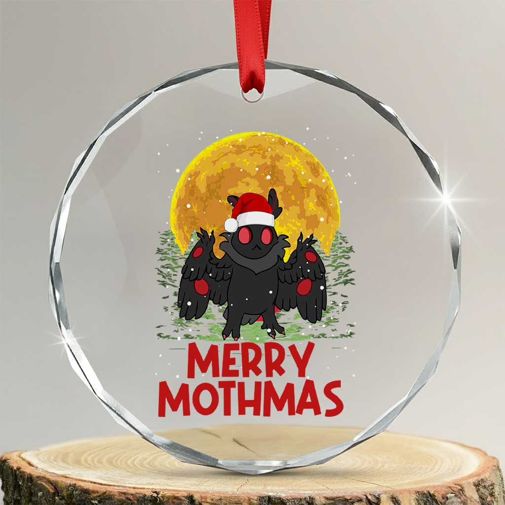 Mothman Christmas Crystal Glass Ornament Funny Merry Mothmas Cryptid Xmas Santa TS02