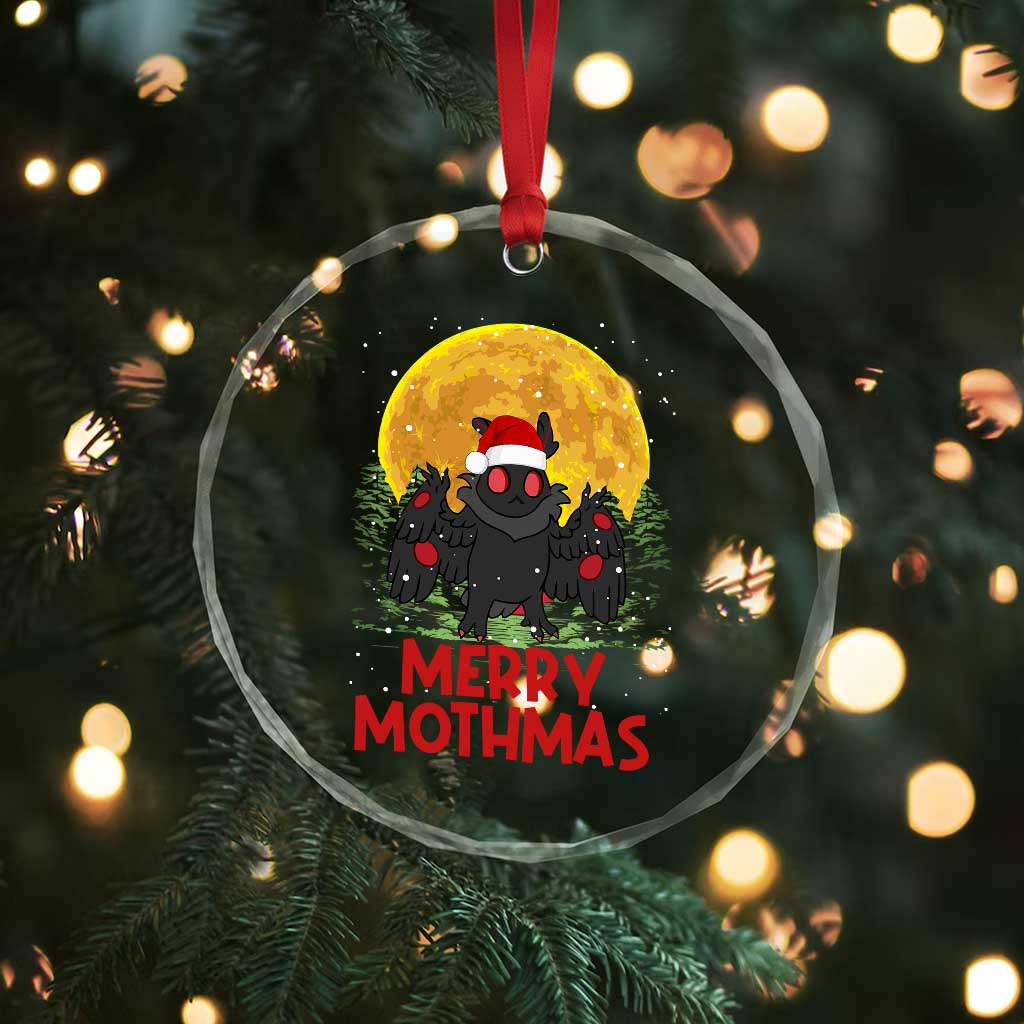 Mothman Christmas Crystal Glass Ornament Funny Merry Mothmas Cryptid Xmas Santa TS02