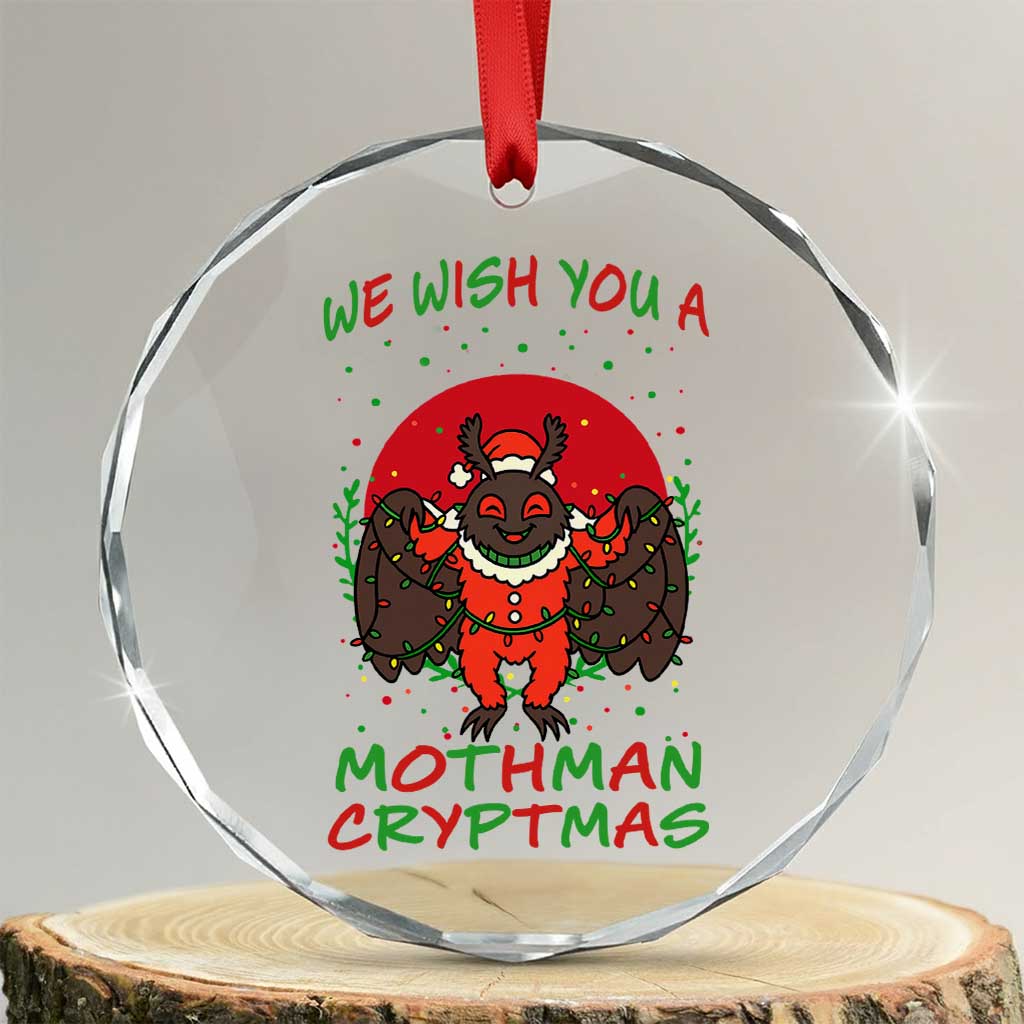 Mothman Christmas Crystal Glass Ornament We Wish You A Mothman Cryptmas Funny Christmas Gift TS12
