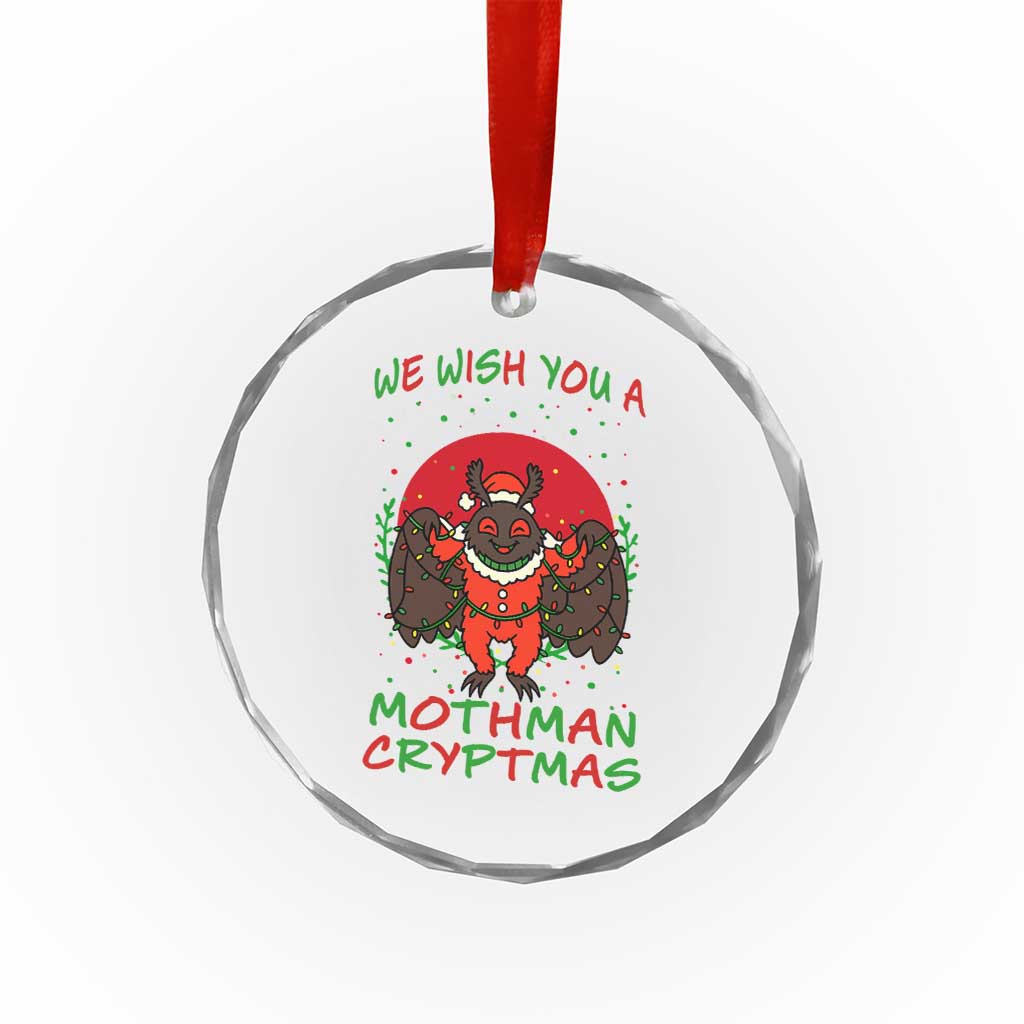 Mothman Christmas Crystal Glass Ornament We Wish You A Mothman Cryptmas Funny Christmas Gift TS12