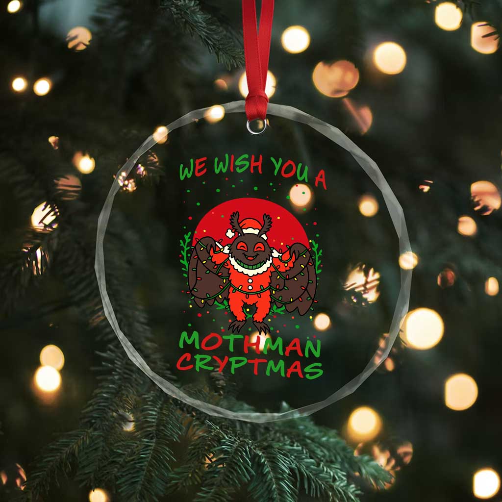 Mothman Christmas Crystal Glass Ornament We Wish You A Mothman Cryptmas Funny Christmas Gift TS12
