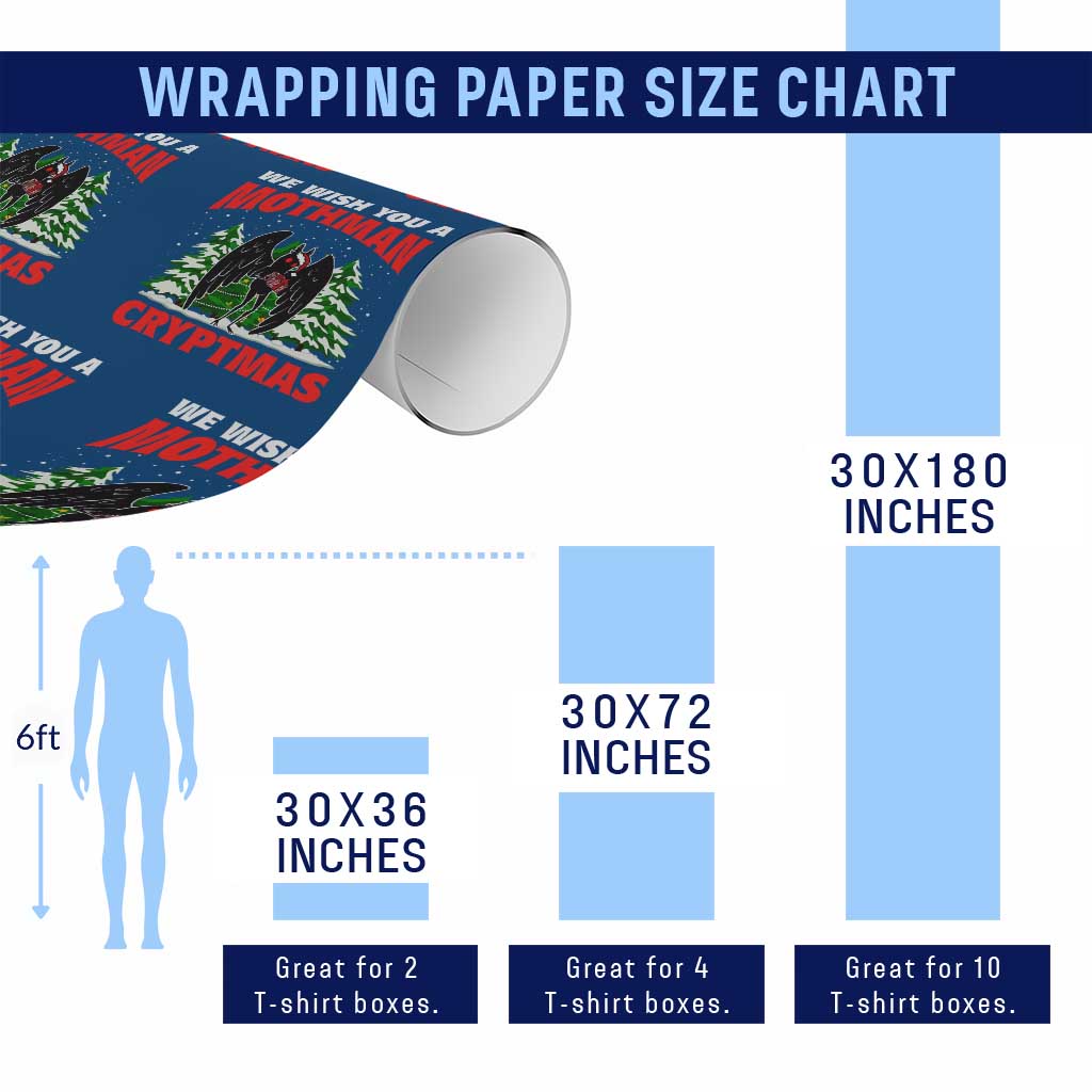 Mothman Christmas Wrapping Paper Roll We Wish You A Mothman Cryptmas Cryptid Cryptidcore
