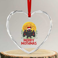 Mothman Christmas Heart Crystal Glass Ornament Funny Merry Mothmas Cryptid Xmas Santa - Wonder Print Shop