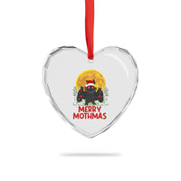 Mothman Christmas Heart Crystal Glass Ornament Funny Merry Mothmas Cryptid Xmas Santa - Wonder Print Shop