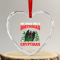 Mothman Christmas Heart Crystal Glass Ornament We Wish You A Mothman Cryptmas Cryptid Cryptidcore - Wonder Print Shop