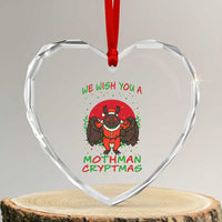 Mothman Christmas Heart Crystal Glass Ornament We Wish You A Mothman Cryptmas Funny Christmas Gift - Wonder Print Shop