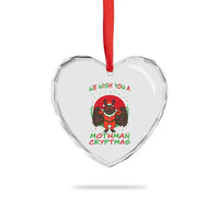 Mothman Christmas Heart Crystal Glass Ornament We Wish You A Mothman Cryptmas Funny Christmas Gift - Wonder Print Shop