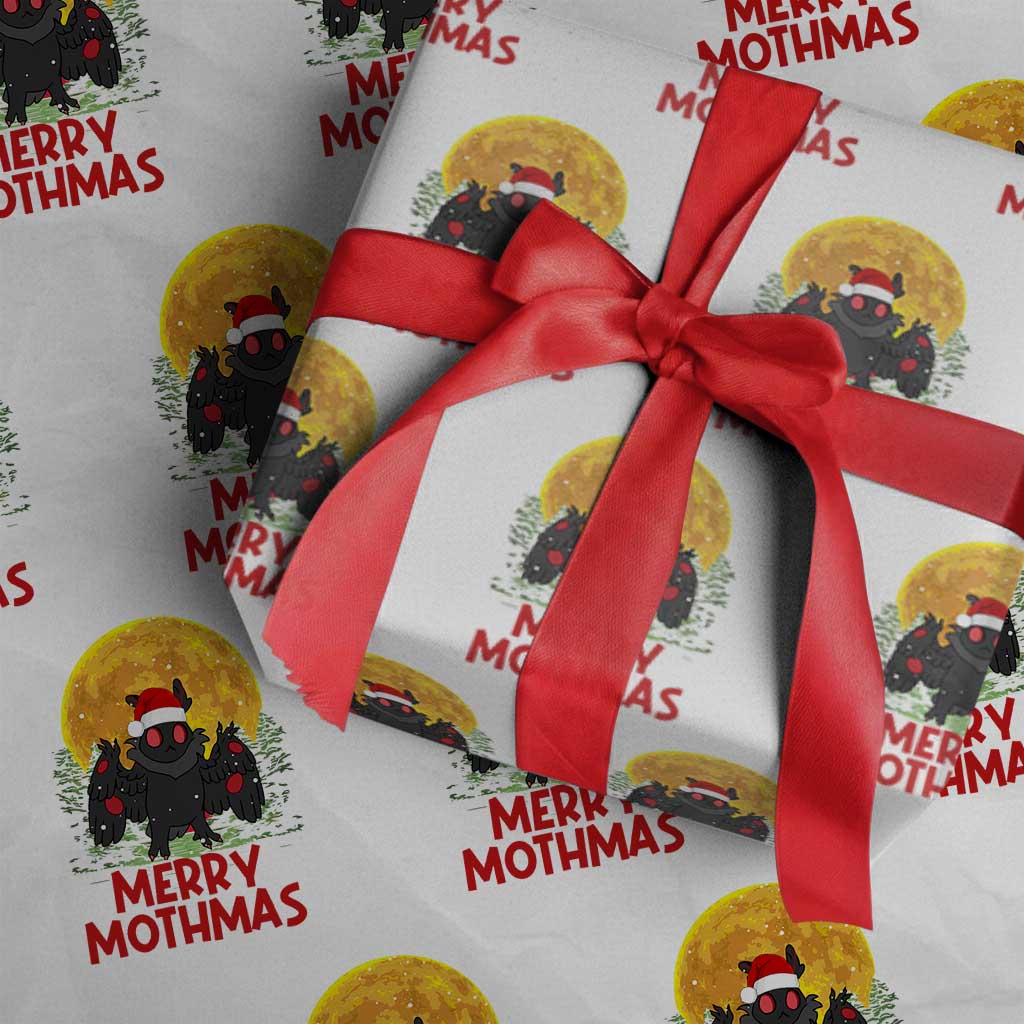 Mothman Christmas Wrapping Paper Roll Funny Merry Mothmas Cryptid Xmas Santa
