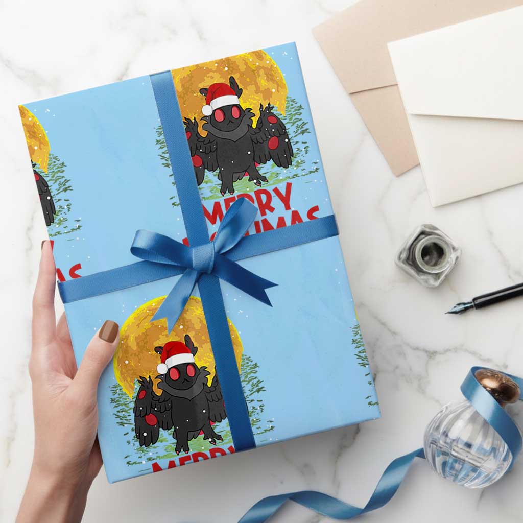 Mothman Christmas Wrapping Paper Roll Funny Merry Mothmas Cryptid Xmas Santa
