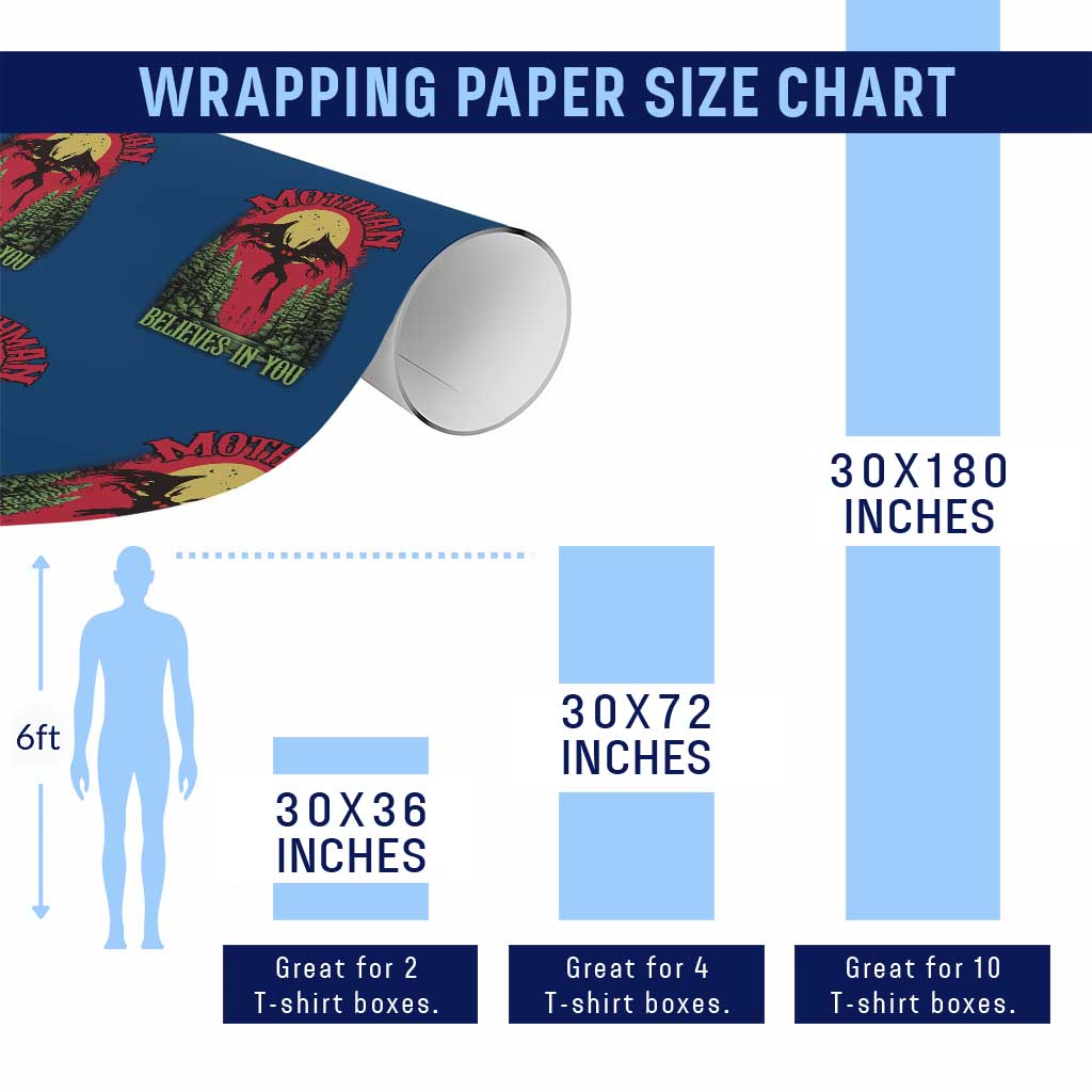Mothman Wrapping Paper Roll Believes In You Cryptid Cryptozoology