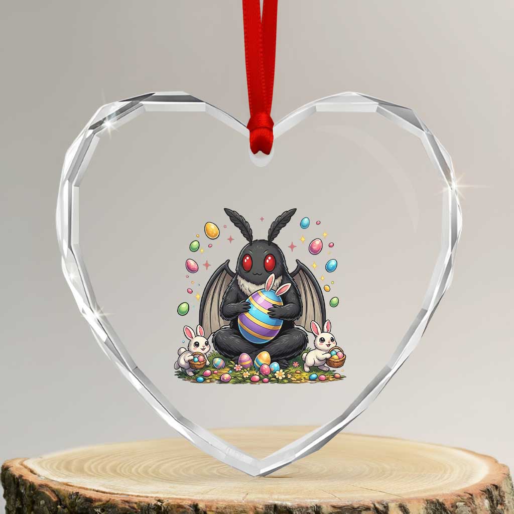 Mothman Easter Bunny Heart Crystal Glass Ornament Funny West Virginia Cryptid Lover Gift