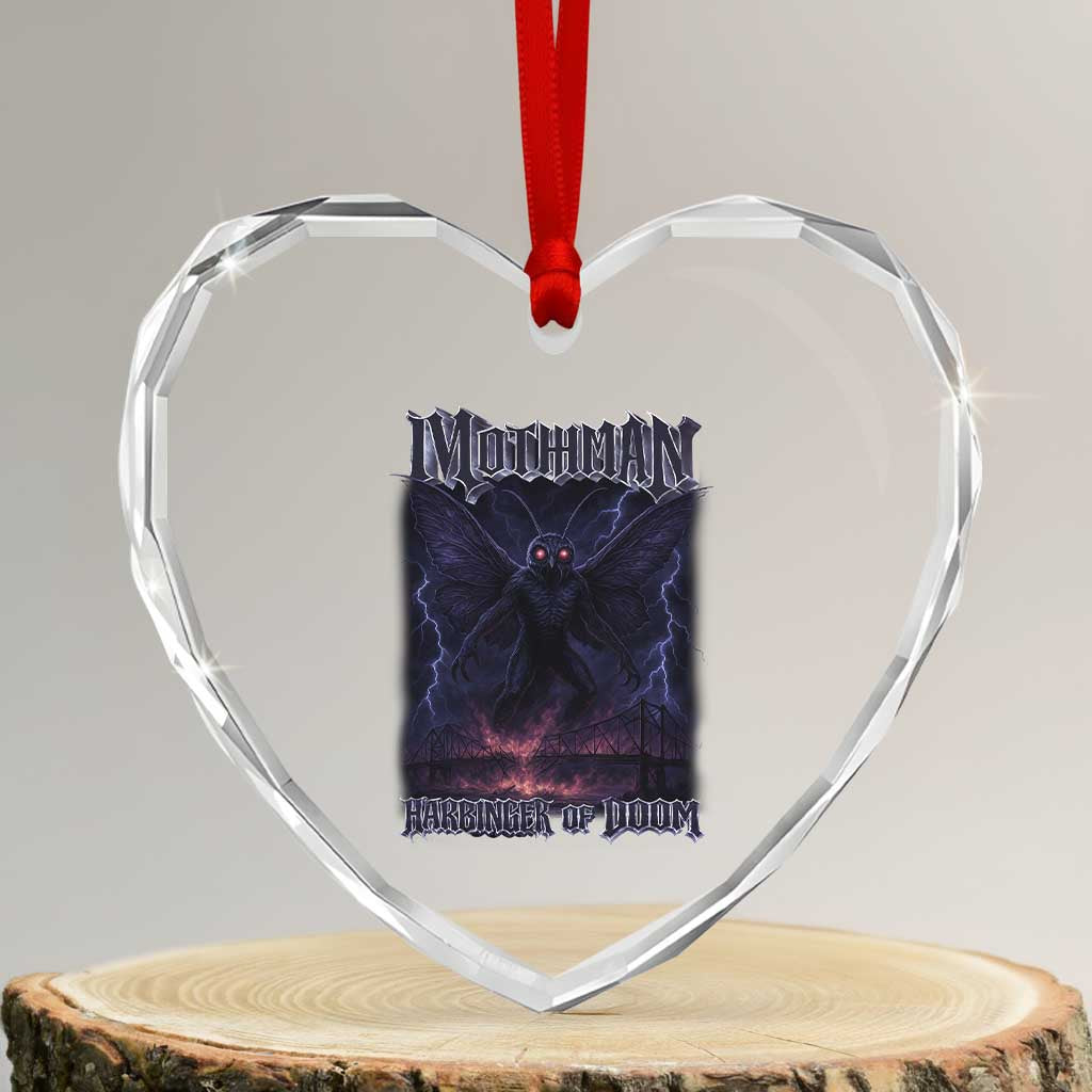 Mothman Heart Crystal Glass Ornament Black Bridge Folk Horror Cryptid Fan