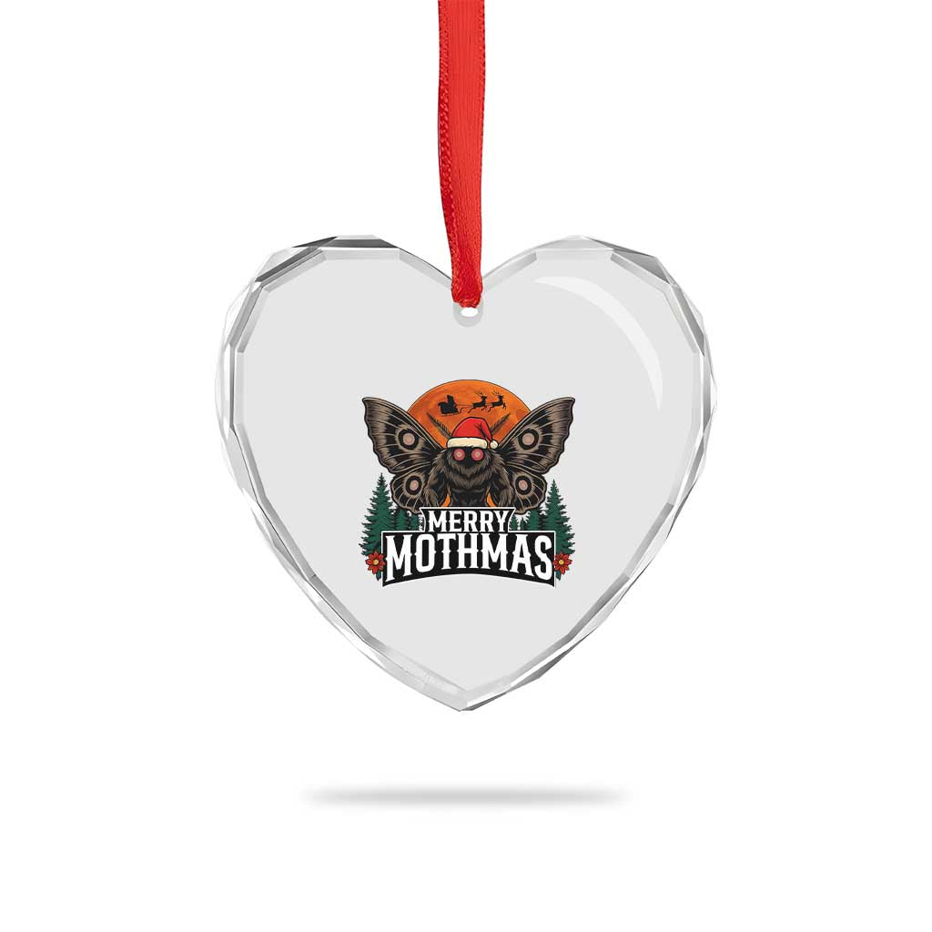 Mothman Heart Crystal Glass Ornament Holiday Humor Merry Mothmas Cryptid Gift - Wonder Print Shop
