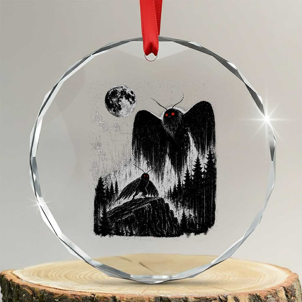 Mothman Howling at Moon 90s Retro Crystal Glass Ornament Funny West Virginia Cryptid