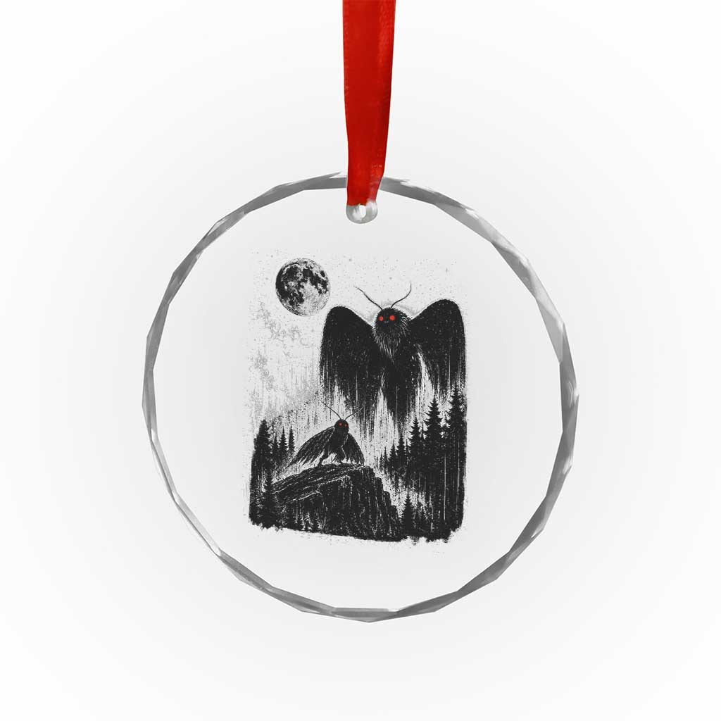 Mothman Howling at Moon 90s Retro Crystal Glass Ornament Funny West Virginia Cryptid
