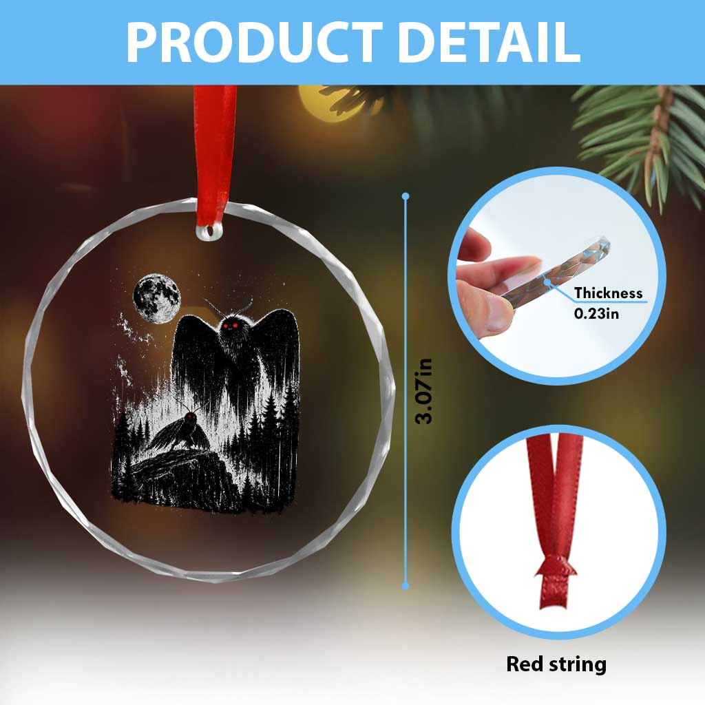 Mothman Howling at Moon 90s Retro Crystal Glass Ornament Funny West Virginia Cryptid