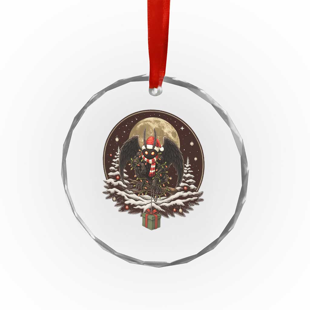 Mothman In Christmas Night Crystal Glass Ornament Funny Cryptid Gift TS12