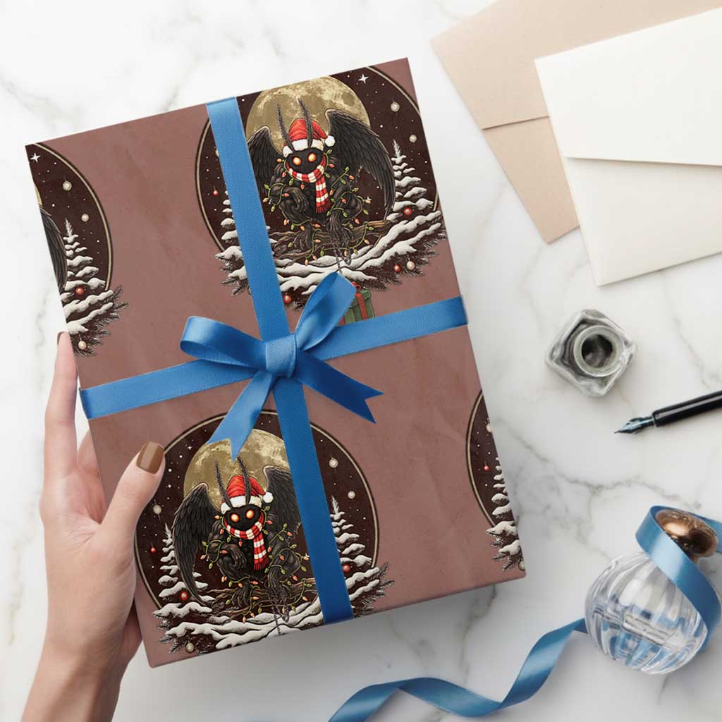 Mothman In Xmas Night Wrapping Paper Roll Funny Cryptid Gift - Wonder Print Shop