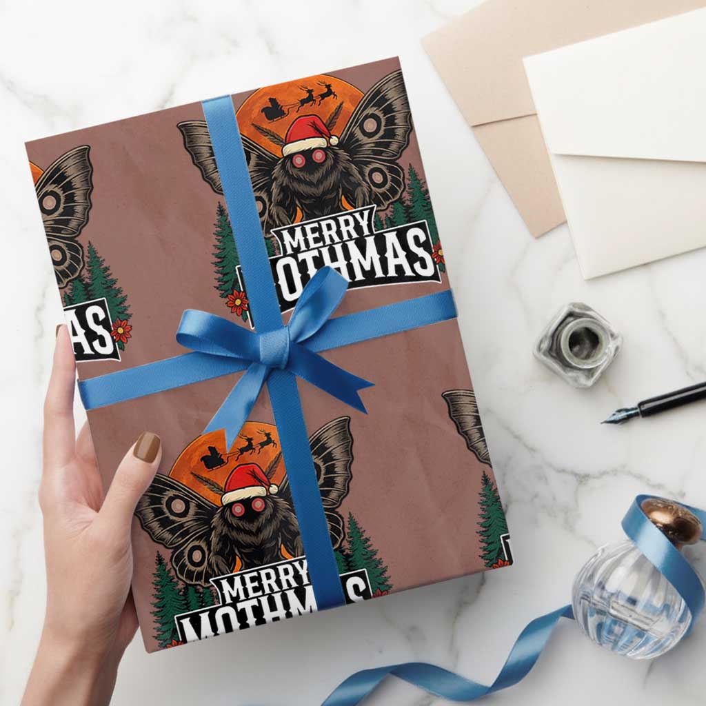 Mothman Wrapping Paper Roll Holiday Humor Merry Mothmas Cryptid Gift - Wonder Print Shop