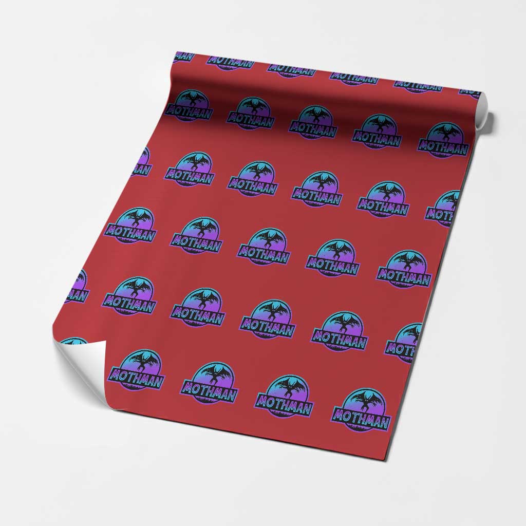 Mothman Wrapping Paper Roll Retro Neon Cryptid Paranormal Horror Monster - Wonder Print Shop