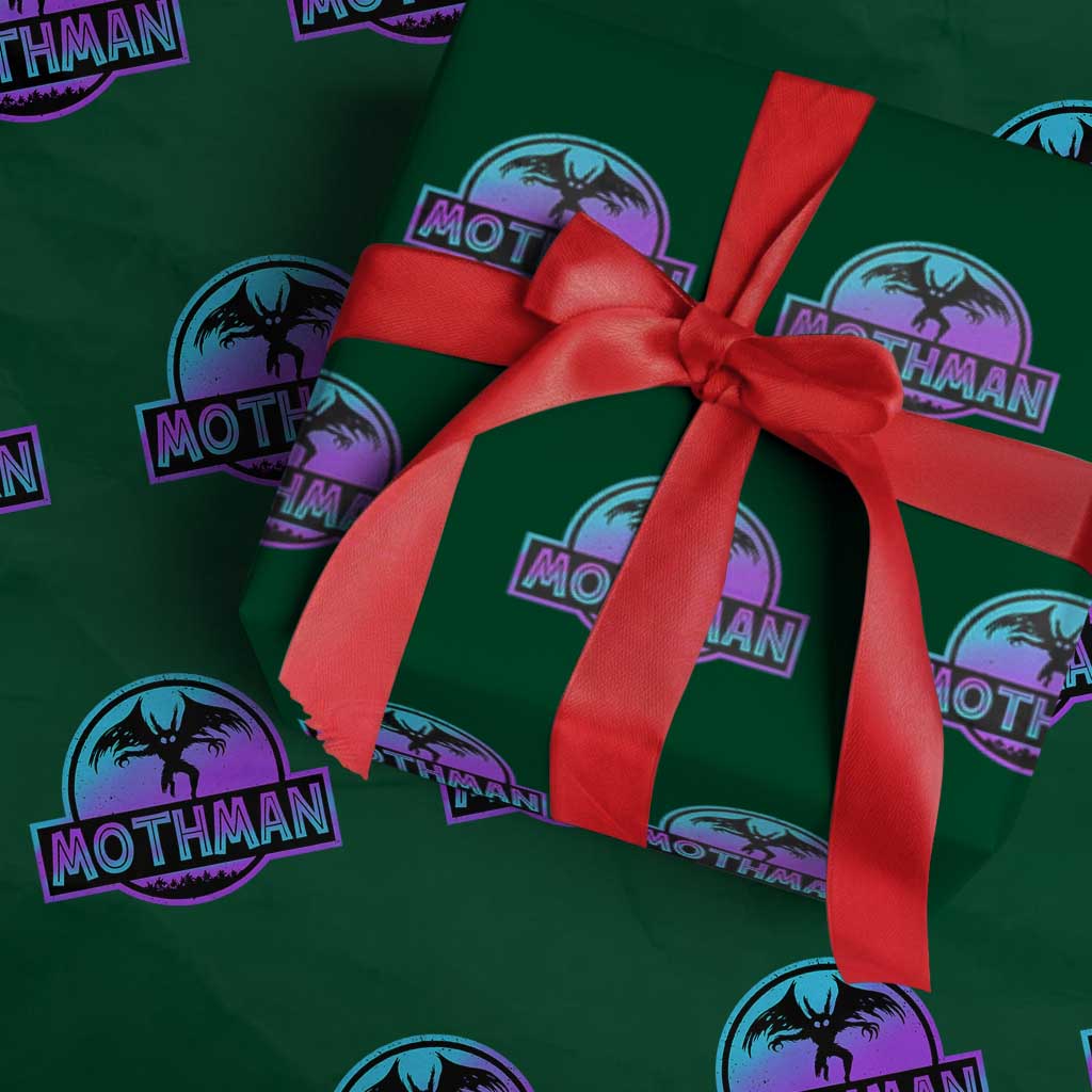 Mothman Wrapping Paper Roll Retro Neon Cryptid Paranormal Horror Monster - Wonder Print Shop