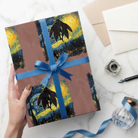 Mothman Wrapping Paper Roll Starry Night Van Gogh Cryptid Lover - Wonder Print Shop