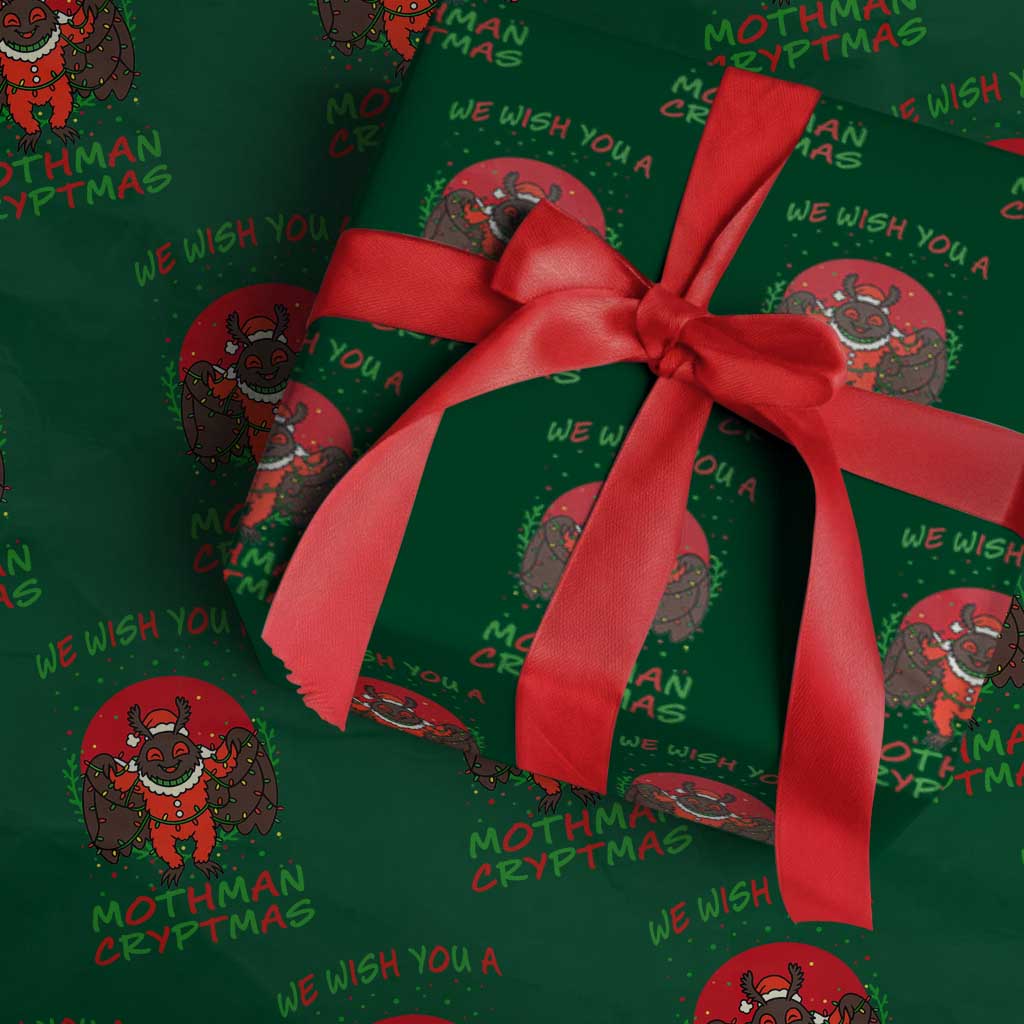 Mothman Xmas Wrapping Paper Roll We Wish You A Mothman Cryptmas Funny Xmas Gift - Wonder Print Shop