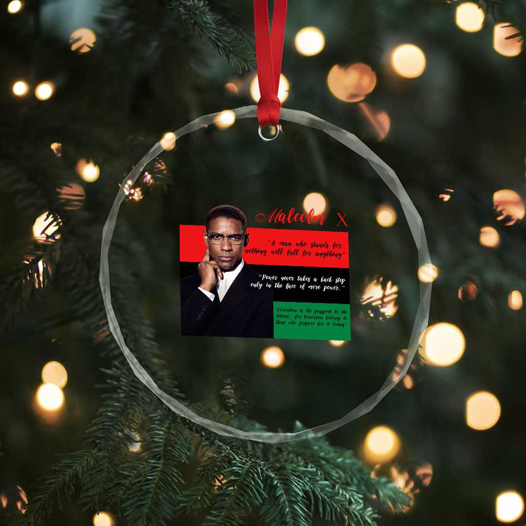 Motivational Malcolm X Quote Crystal Glass Ornament Black History Month Gift - Wonder Print Shop