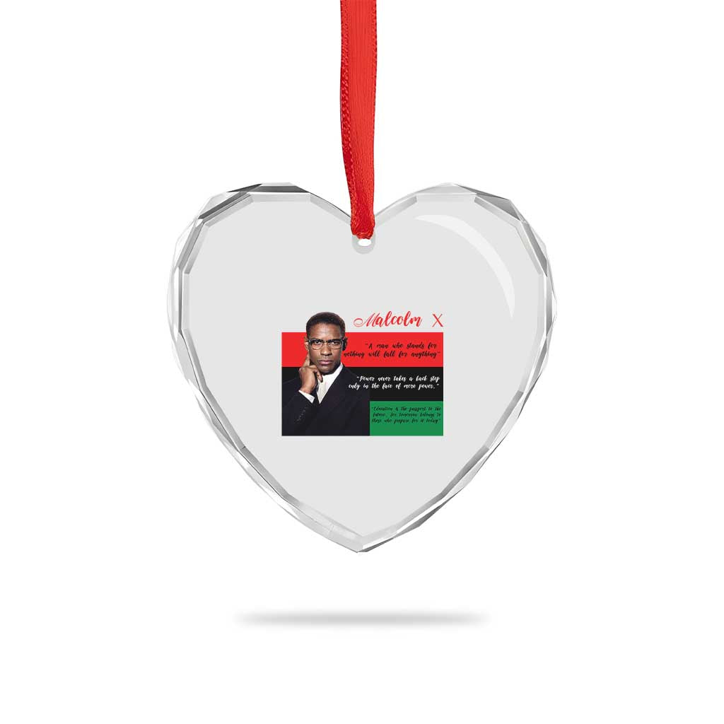 Motivational Malcolm X Quote Heart Crystal Glass Ornament Black History Month Gift - Wonder Print Shop