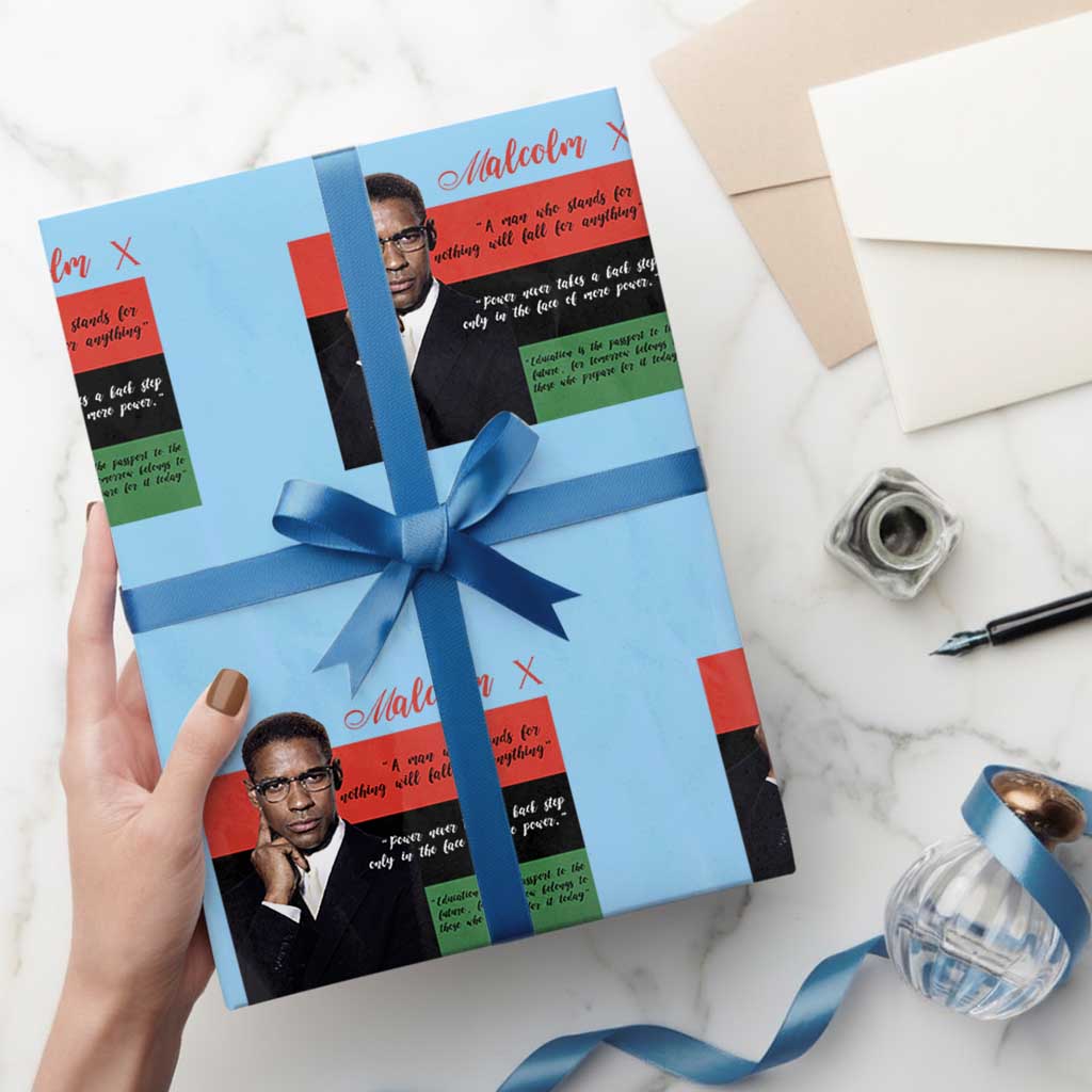 Motivational Malcolm X Quote Wrapping Paper Roll Black History Month Gift - Wonder Print Shop