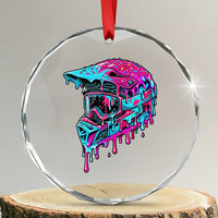 Motocross Helmet Drip Ice Cream Melt Graphic Dirt Bike Racing Crystal Glass Ornament
