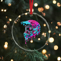 Motocross Helmet Drip Ice Cream Melt Graphic Dirt Bike Racing Crystal Glass Ornament