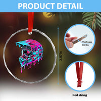 Motocross Helmet Drip Ice Cream Melt Graphic Dirt Bike Racing Crystal Glass Ornament