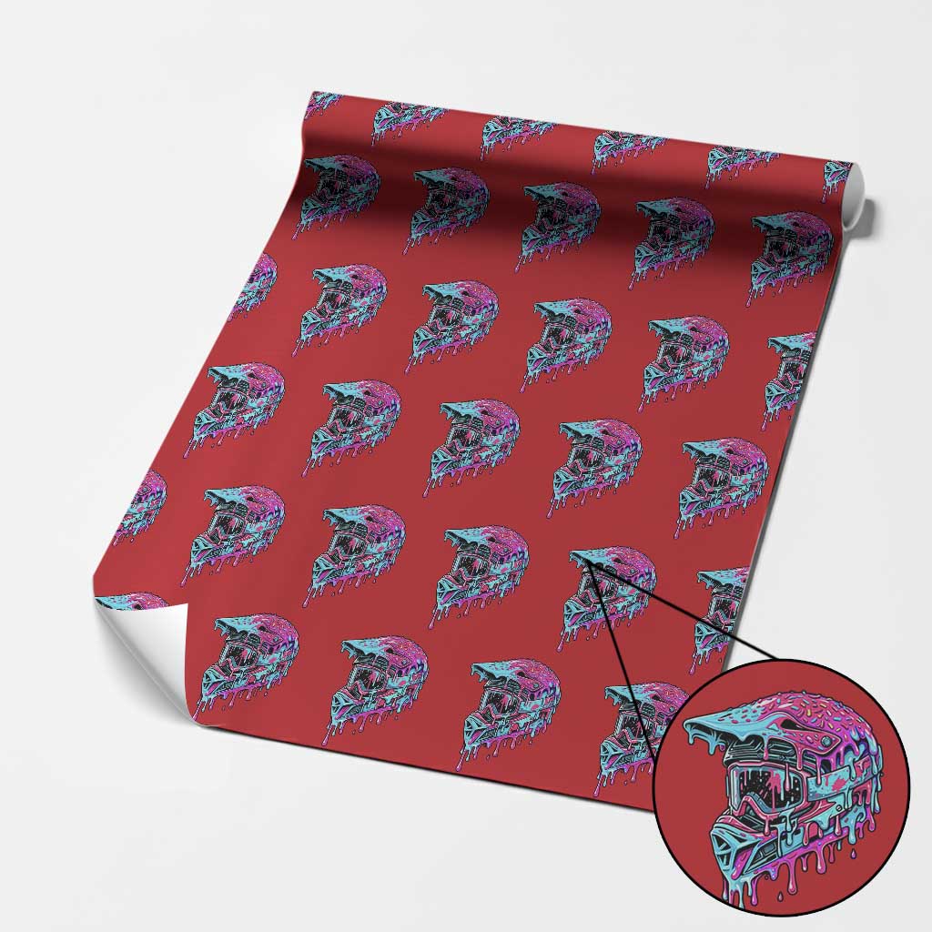 Motocross Helmet Drip Ice Cream Melt Graphic Dirt Bike Racing Wrapping Paper Roll