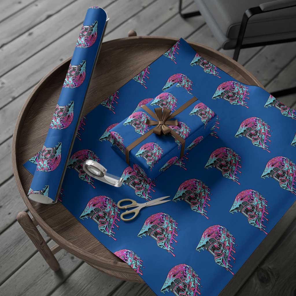Motocross Helmet Drip Ice Cream Melt Graphic Dirt Bike Racing Wrapping Paper Roll