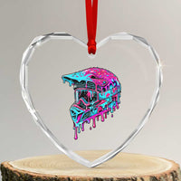 Motocross Helmet Drip Ice Cream Melt Graphic Dirt Bike Racing Heart Crystal Glass Ornament