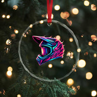 Motocross Helmet Neon Flame Graphic Dirt Bike Racing Crystal Glass Ornament