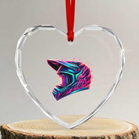Motocross Helmet Neon Flame Graphic Dirt Bike Racing Heart Crystal Glass Ornament