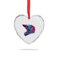 Motocross Helmet Neon Flame Graphic Dirt Bike Racing Heart Crystal Glass Ornament