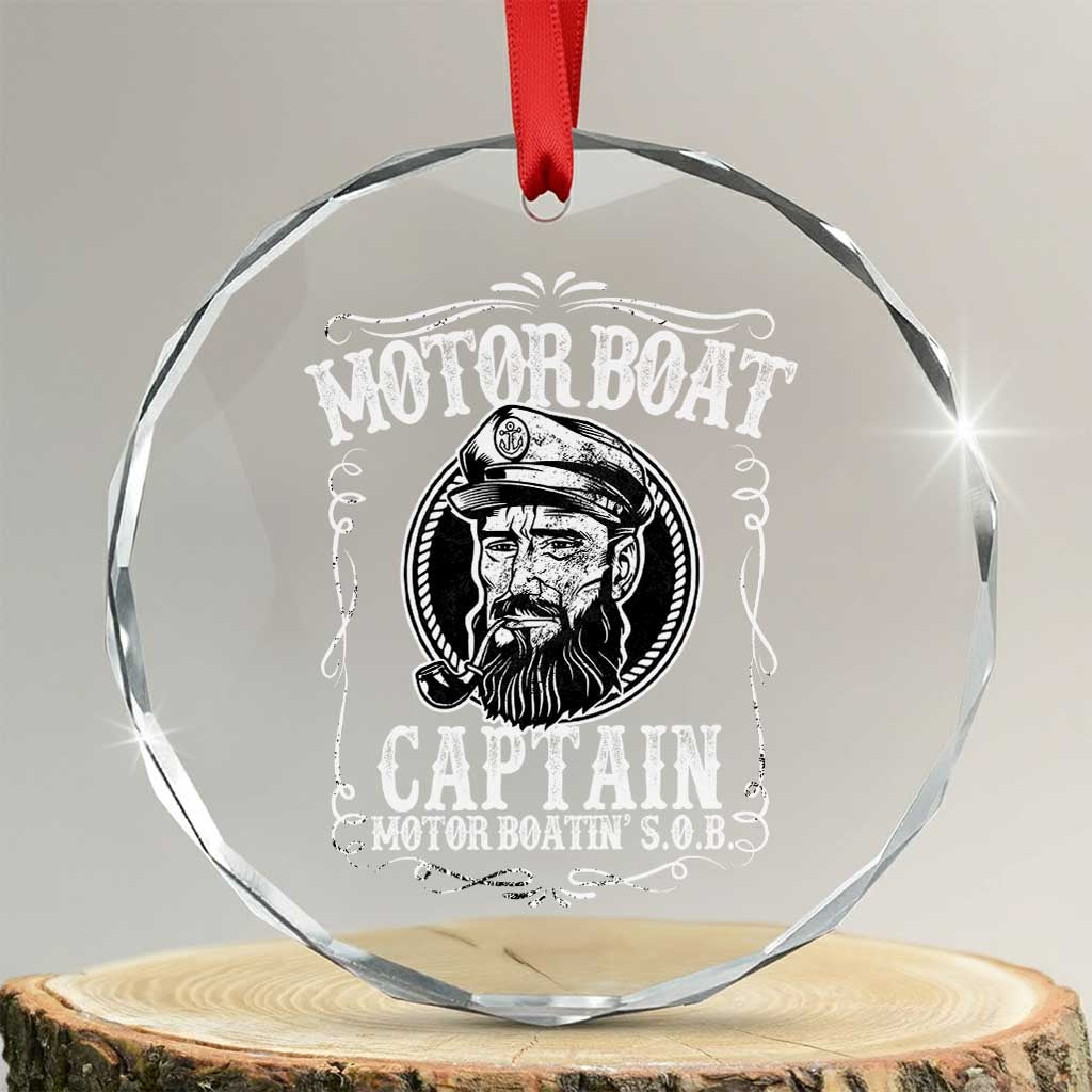 Motor Boat Captain Crystal Glass Ornament Funny Boating Pontoon Party Motor Boatin Lake Life - Wonder Print Shop
