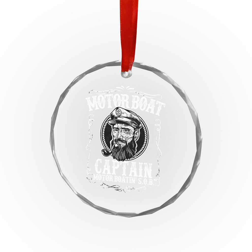 Motor Boat Captain Crystal Glass Ornament Funny Boating Pontoon Party Motor Boatin Lake Life - Wonder Print Shop