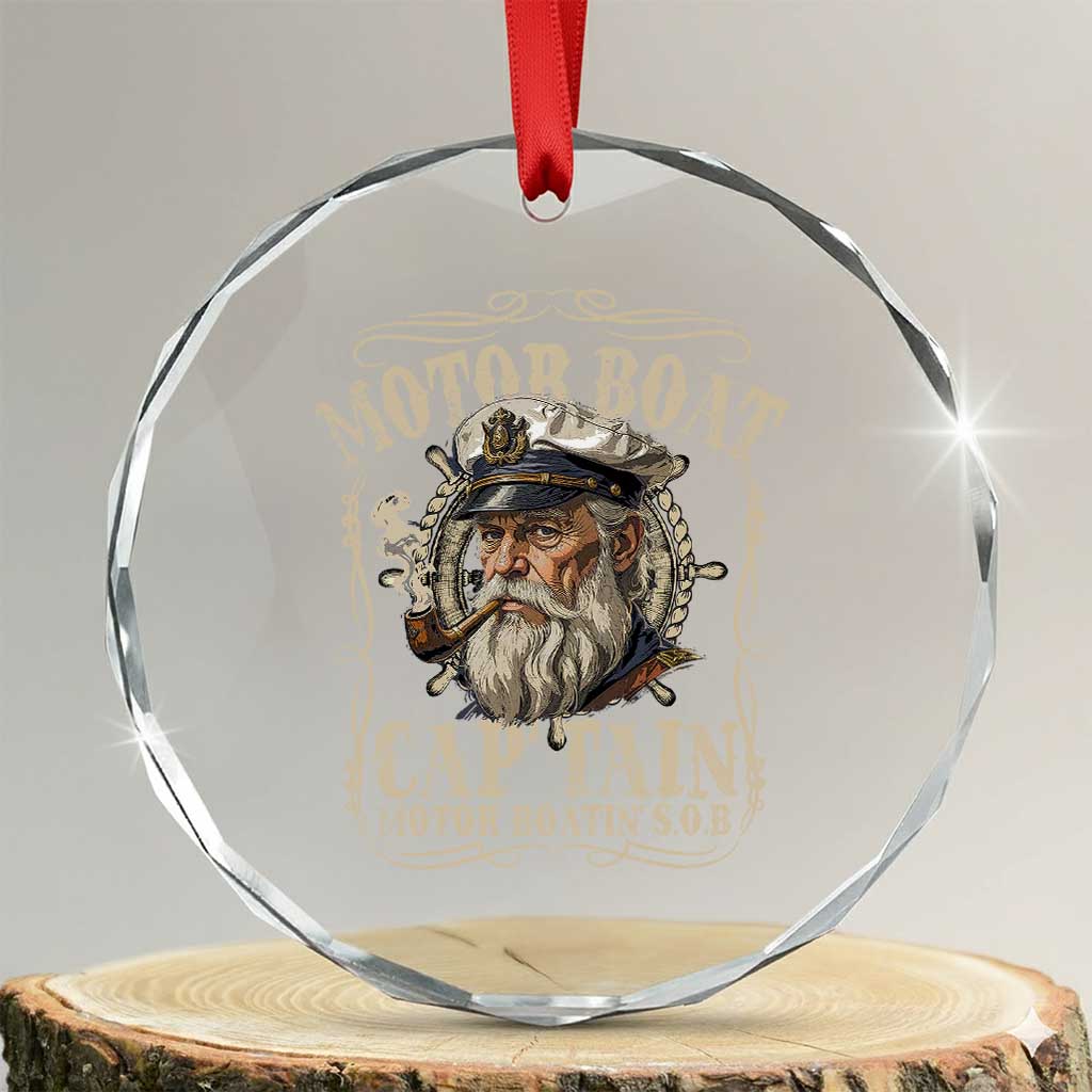 Motor Boat Captain Crystal Glass Ornament Funny Pontoon Boating Motor Boatin Lake