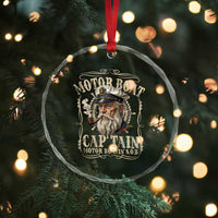 Motor Boat Captain Crystal Glass Ornament Funny Pontoon Boating Motor Boatin Lake