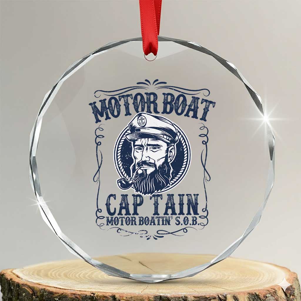 Motor Boat Captain Crystal Glass Ornament Funny Pontoon Boating Motor Boatin Lake Life TS02