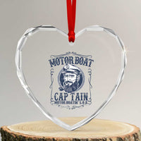 Motor Boat Captain Heart Crystal Glass Ornament Funny Pontoon Boating Motor Boatin Lake Life - Wonder Print Shop