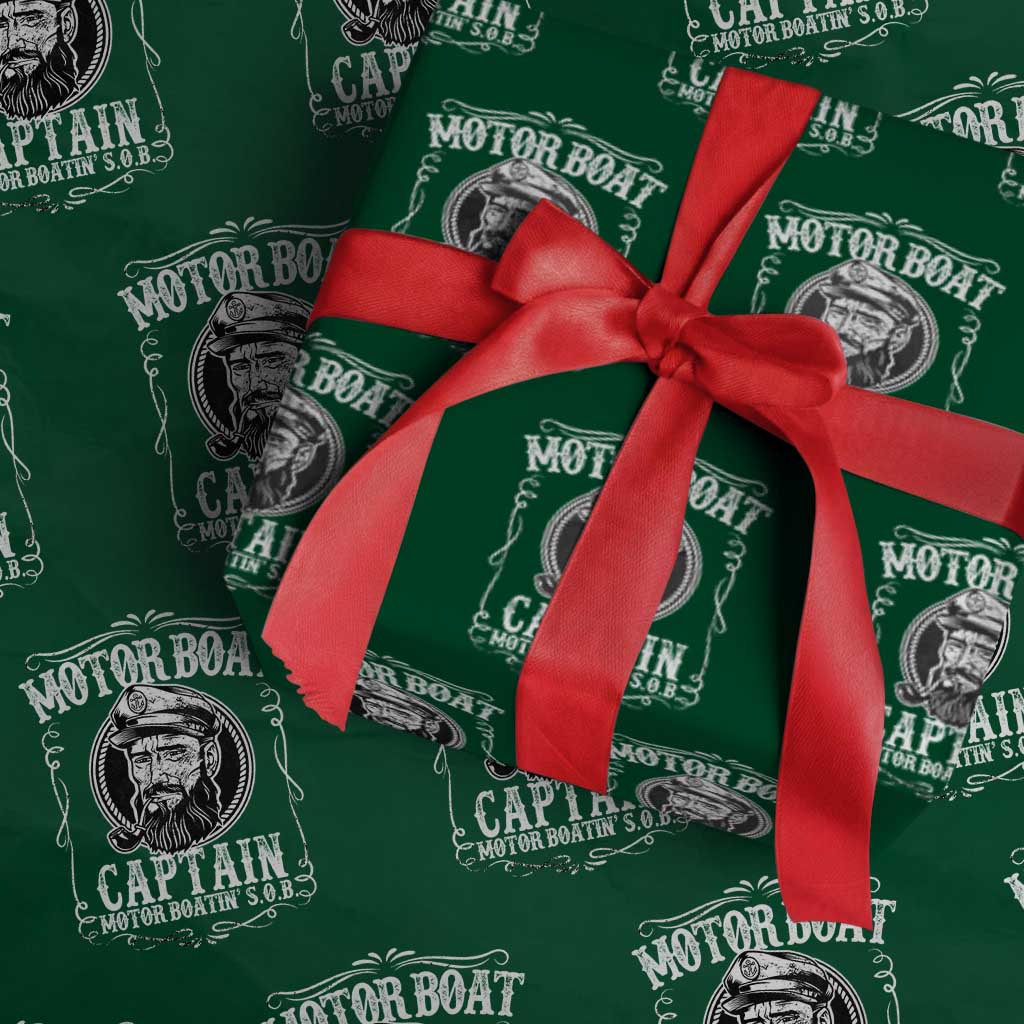 Motor Boat Captain Wrapping Paper Roll Funny Boating Pontoon Party Motor Boatin Lake Life - Wonder Print Shop