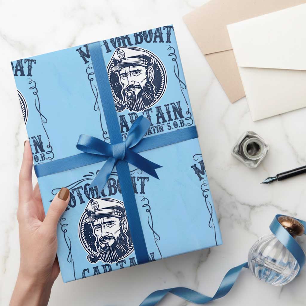 Motor Boat Captain Wrapping Paper Roll Funny Pontoon Boating Motor Boatin Lake Life - Wonder Print Shop